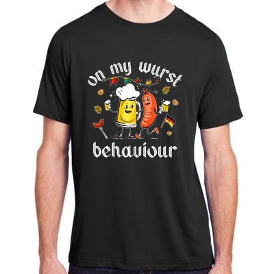 On My Wurst Behavior Funny Bratwurst German Oktoberfest Adult ChromaSoft Performance T-Shirt