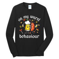 On My Wurst Behavior Funny Bratwurst German Oktoberfest Tall Long Sleeve T-Shirt