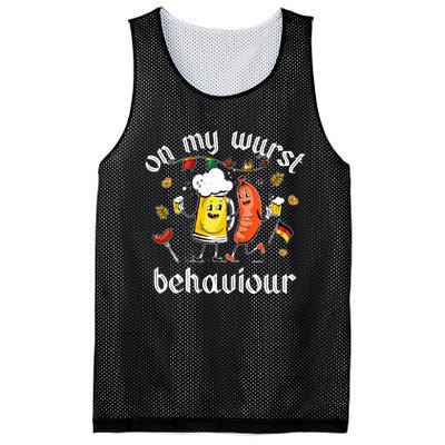 On My Wurst Behavior Funny Bratwurst German Oktoberfest Mesh Reversible Basketball Jersey Tank