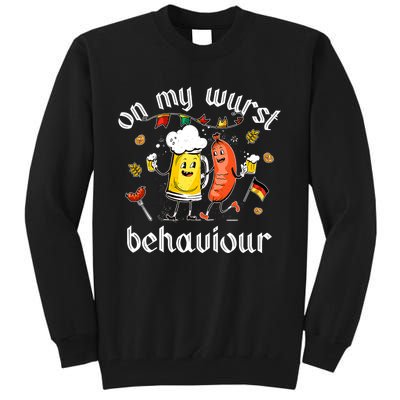 On My Wurst Behavior Funny Bratwurst German Oktoberfest Tall Sweatshirt