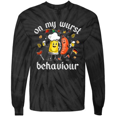 On My Wurst Behavior Funny Bratwurst German Oktoberfest Tie-Dye Long Sleeve Shirt