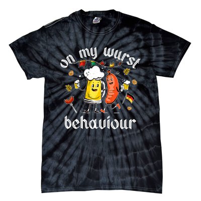 On My Wurst Behavior Funny Bratwurst German Oktoberfest Tie-Dye T-Shirt