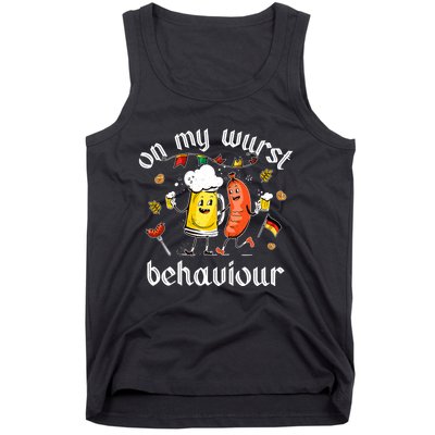 On My Wurst Behavior Funny Bratwurst German Oktoberfest Tank Top