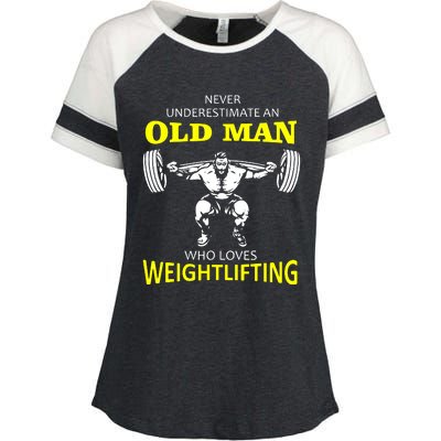 Old Man Weightlifting Enza Ladies Jersey Colorblock Tee