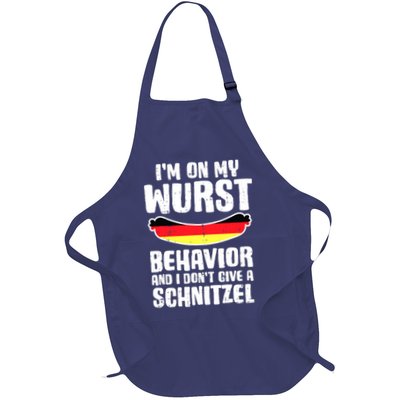 On My Wurst Behavior Dont Give Schnitzel Funny Oktoberfest Full-Length Apron With Pockets