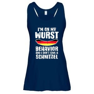 On My Wurst Behavior Dont Give Schnitzel Funny Oktoberfest Ladies Essential Flowy Tank