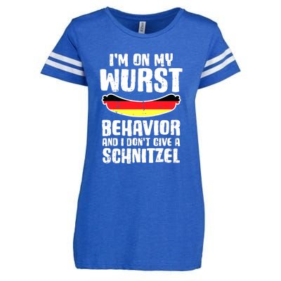 On My Wurst Behavior Dont Give Schnitzel Funny Oktoberfest Enza Ladies Jersey Football T-Shirt