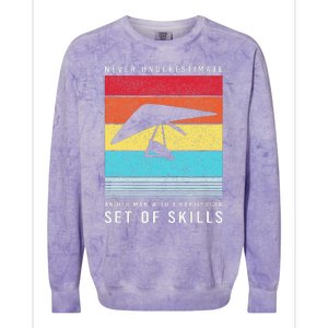 Old Man With Particular Set Of Skill Retro Hang Gliding Colorblast Crewneck Sweatshirt