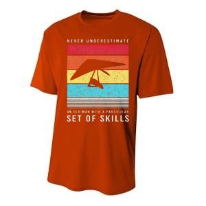 Old Man With Particular Set Of Skill Retro Hang Gliding Performance Sprint T-Shirt