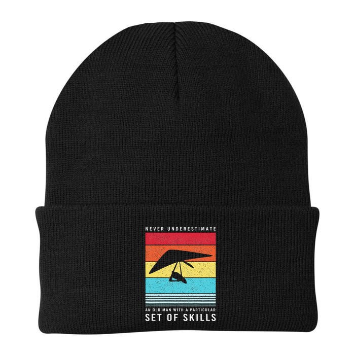 Old Man With Particular Set Of Skill Retro Hang Gliding Knit Cap Winter Beanie