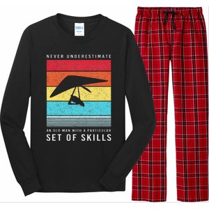 Old Man With Particular Set Of Skill Retro Hang Gliding Long Sleeve Pajama Set