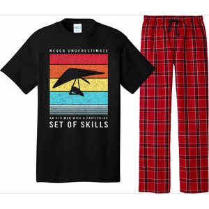 Old Man With Particular Set Of Skill Retro Hang Gliding Pajama Set