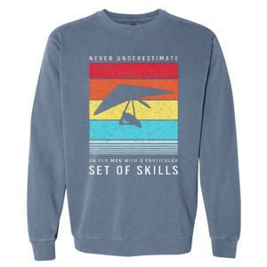 Old Man With Particular Set Of Skill Retro Hang Gliding Garment-Dyed Sweatshirt