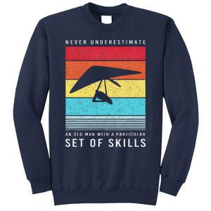 Old Man With Particular Set Of Skill Retro Hang Gliding Sweatshirt