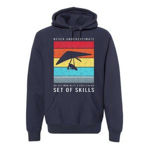 Old Man With Particular Set Of Skill Retro Hang Gliding Premium Hoodie