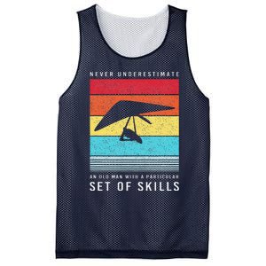 Old Man With Particular Set Of Skill Retro Hang Gliding Mesh Reversible Basketball Jersey Tank