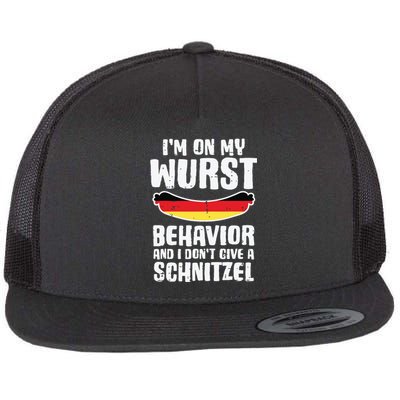 On My Wurst Behavior Dont Give Schnitzel Funny Oktoberfest Flat Bill Trucker Hat