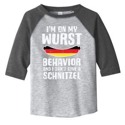 On My Wurst Behavior Dont Give Schnitzel Funny Oktoberfest Toddler Fine Jersey T-Shirt