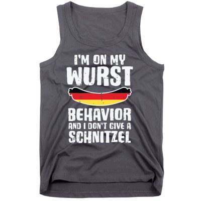 On My Wurst Behavior Dont Give Schnitzel Funny Oktoberfest Tank Top