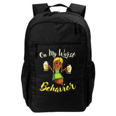 On My Wurst Behavior Funny Bratwurst German Oktoberfest Daily Commute Backpack