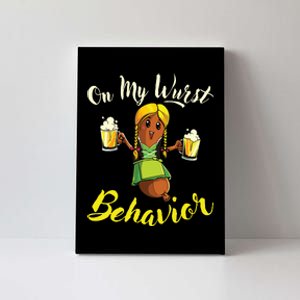 On My Wurst Behavior Funny Bratwurst German Oktoberfest Canvas