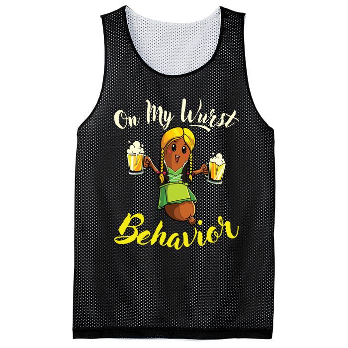 On My Wurst Behavior Funny Bratwurst German Oktoberfest Mesh Reversible Basketball Jersey Tank