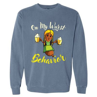 On My Wurst Behavior Funny Bratwurst German Oktoberfest Garment-Dyed Sweatshirt