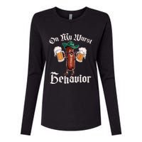 On My Wurst Behavior Funny Oktoberfest Womens Cotton Relaxed Long Sleeve T-Shirt