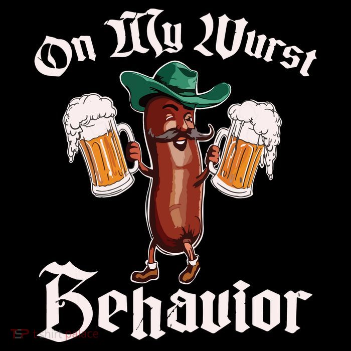 On My Wurst Behavior Funny Oktoberfest Full-Length Apron With Pockets
