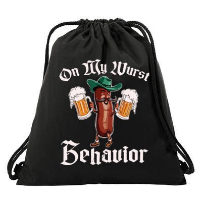 On My Wurst Behavior Funny Oktoberfest Drawstring Bag