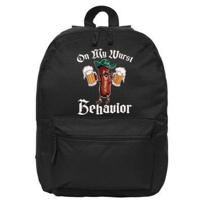 On My Wurst Behavior Funny Oktoberfest 16 in Basic Backpack