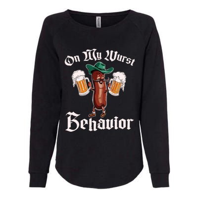 On My Wurst Behavior Funny Oktoberfest Womens California Wash Sweatshirt