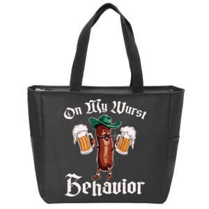 On My Wurst Behavior Funny Oktoberfest Zip Tote Bag