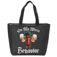 On My Wurst Behavior Funny Oktoberfest Zip Tote Bag