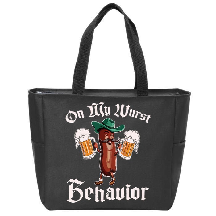 On My Wurst Behavior Funny Oktoberfest Zip Tote Bag