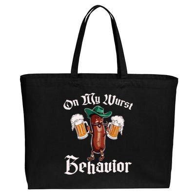 On My Wurst Behavior Funny Oktoberfest Cotton Canvas Jumbo Tote