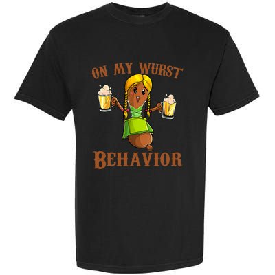 On My Wurst Behavior Bratwurst German Oktoberfest Funny Garment-Dyed Heavyweight T-Shirt