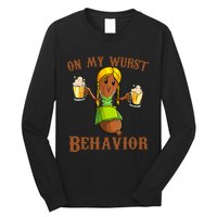 On My Wurst Behavior Bratwurst German Oktoberfest Funny Long Sleeve Shirt