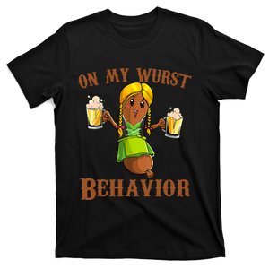 On My Wurst Behavior Bratwurst German Oktoberfest Funny T-Shirt