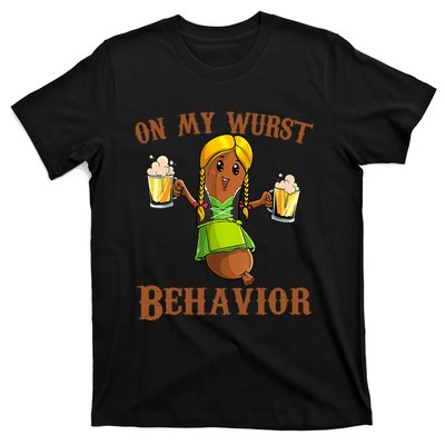 On My Wurst Behavior Bratwurst German Oktoberfest Funny T-Shirt