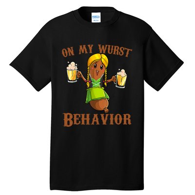 On My Wurst Behavior Bratwurst German Oktoberfest Funny Tall T-Shirt