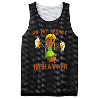 On My Wurst Behavior Bratwurst German Oktoberfest Funny Mesh Reversible Basketball Jersey Tank