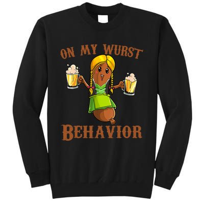 On My Wurst Behavior Bratwurst German Oktoberfest Funny Tall Sweatshirt