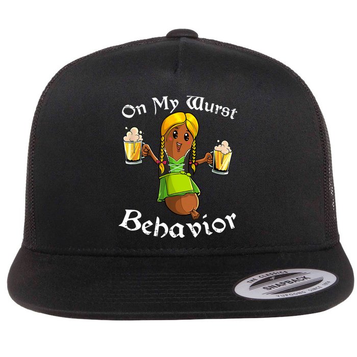 On My Wurst Behavior Oktoberfest German Funny Flat Bill Trucker Hat