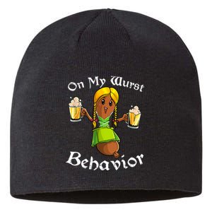 On My Wurst Behavior Oktoberfest German Funny Sustainable Beanie