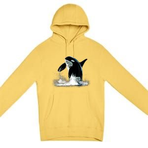 Orca Motif Whale Predator Animals Design Premium Pullover Hoodie