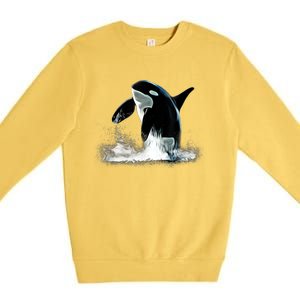 Orca Motif Whale Predator Animals Design Premium Crewneck Sweatshirt