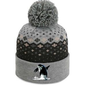 Orca Motif Whale Predator Animals Design The Baniff Cuffed Pom Beanie