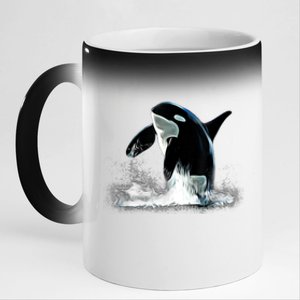 Orca Motif Whale Predator Animals Design 11oz Black Color Changing Mug