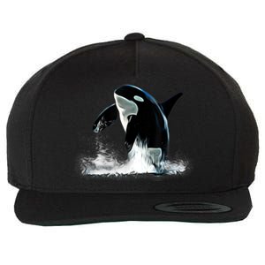 Orca Motif Whale Predator Animals Design Wool Snapback Cap